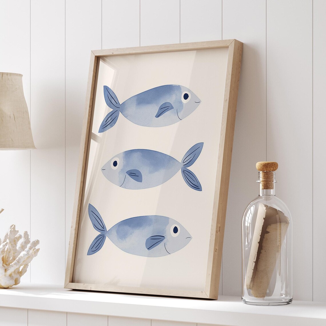 Blue Fish Wall Art Nautical Kitchen Print Minimalist Fish Poster Ocean Inspired Wall Art Cute Fish Print Coastal Home Decor - Image 5