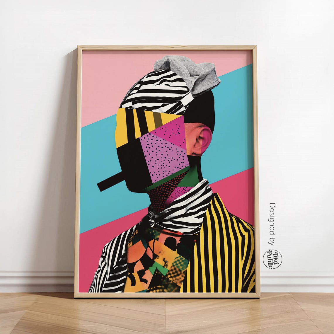 Bold Abstract Portrait Wall Art Modern Geometric Pop Art Print Vibrant For Trendy Home Or Office Decor