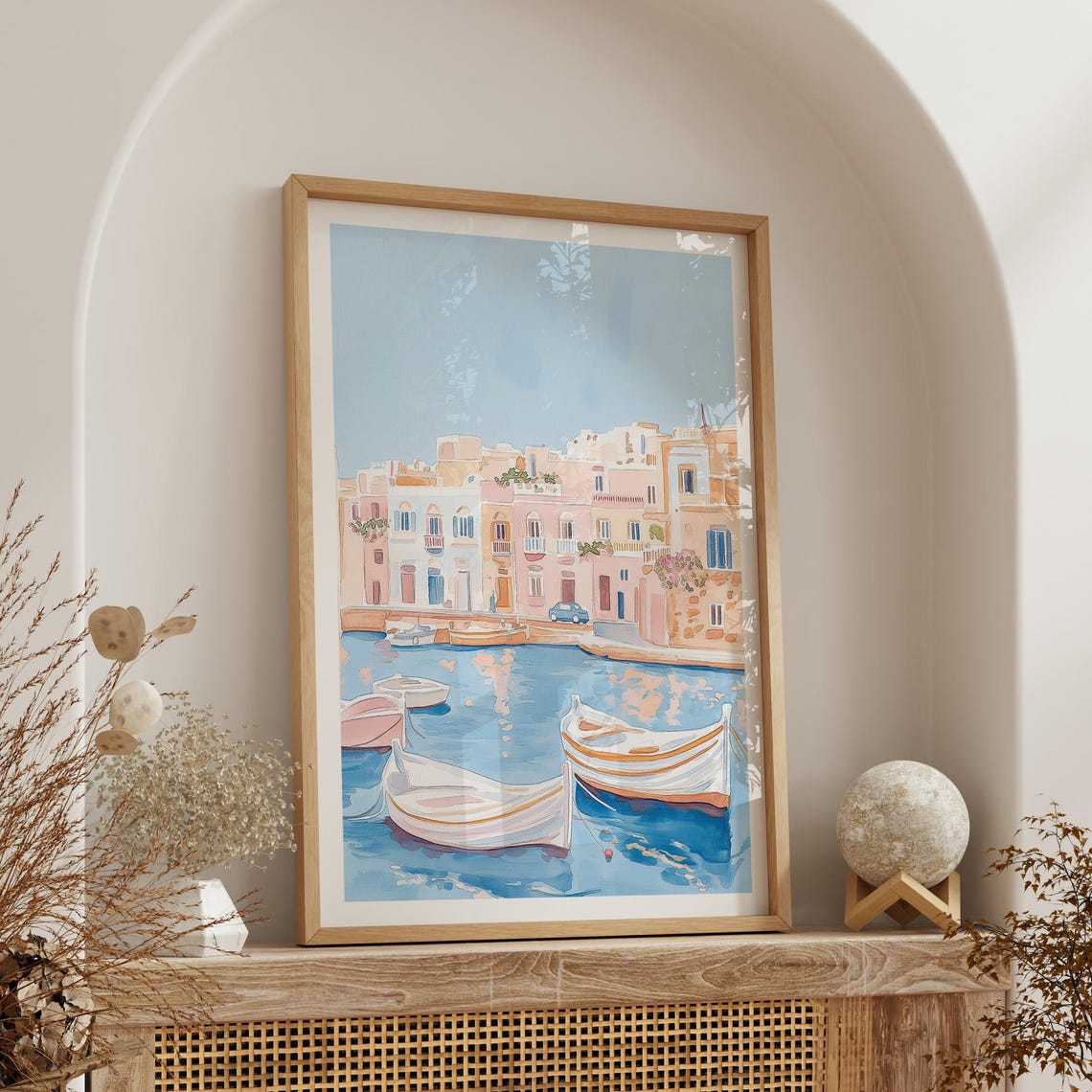 Harbor Wall Art Print Coastal Wall Poster Seaside Wall Art Nautical Home Print Pastel Boat Wall Art - Image 3