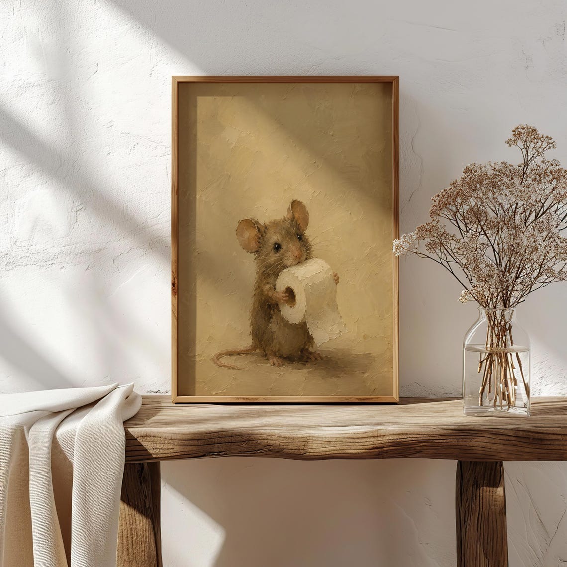Mouse And Toilet Paper Wall Art Funny Bathroom Print Farmhouse Powder Room Decor Whimsical Artwork Guest Bath Gift - Image 3