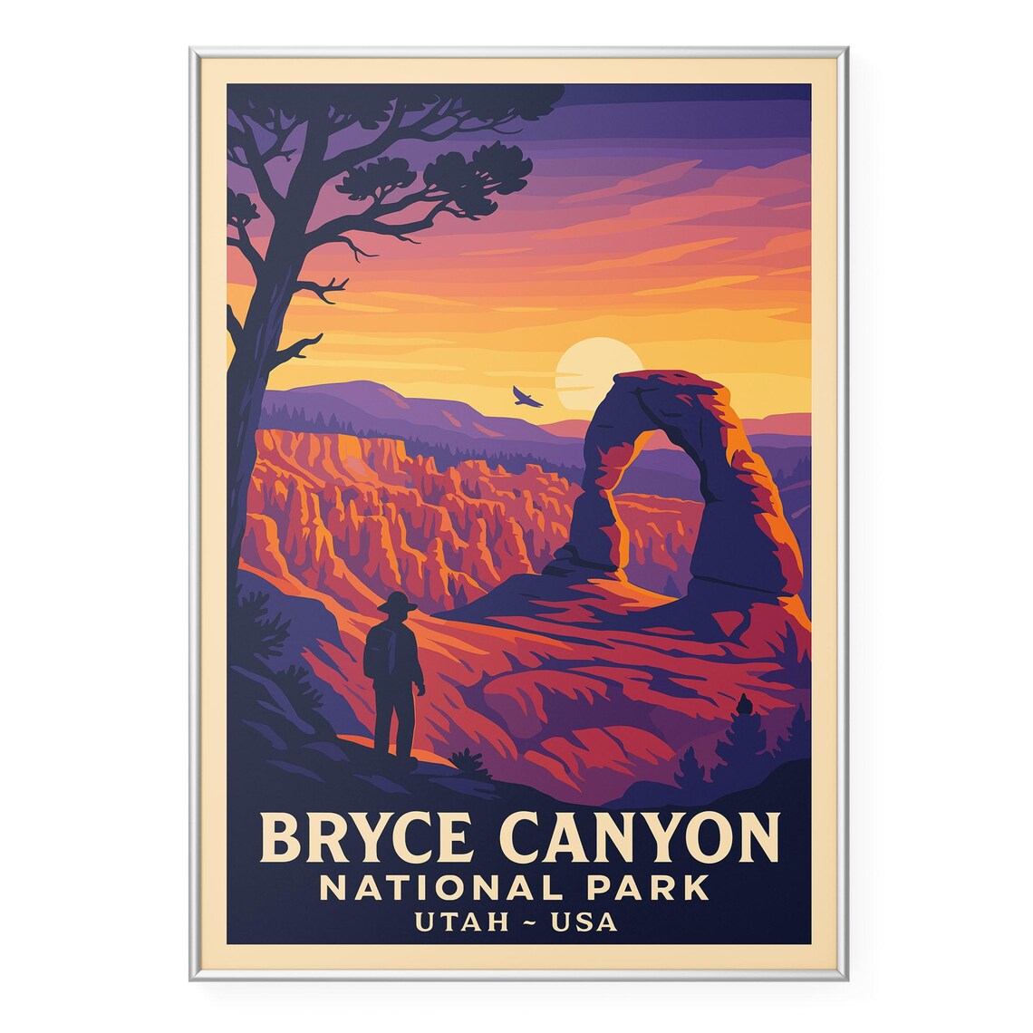 Bryce Canyon National Park Utah Sunset Arch Illustration Poster