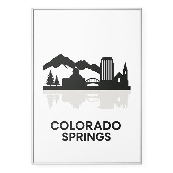 Colorado Springs Mountain Skyline Silhouette Pine Trees Poster
