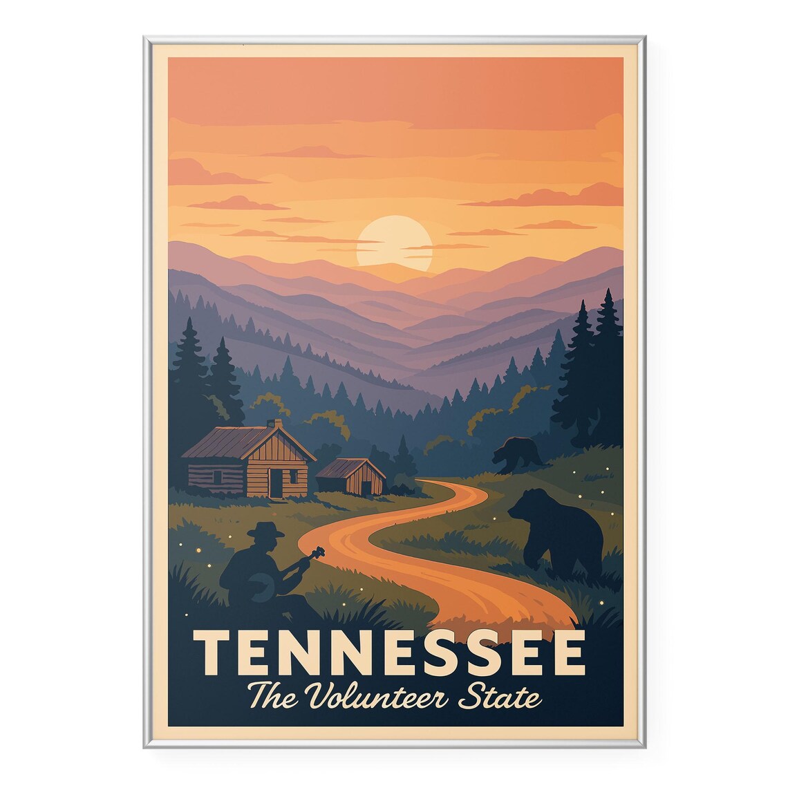 Tennessee Photo Print Travel Poster, Great Smoky Mountains