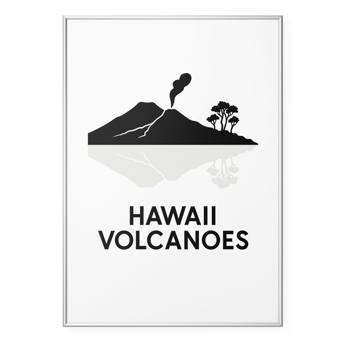 Hawaii Volcanoes National Park Minimalist Silhouette Art Poster