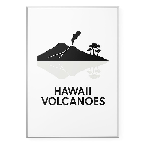 Hawaii Volcanoes National Park Minimalist Silhouette Art Poster