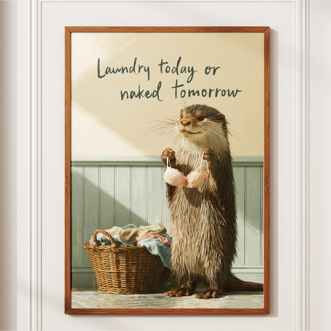 Laundry Today Or Naked Tomorrow Funny Otter Quote Bathroom Poster