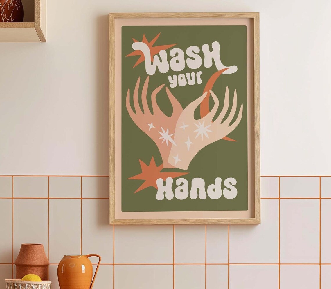 Wash Your Hands Bathroom Humor Poster Print