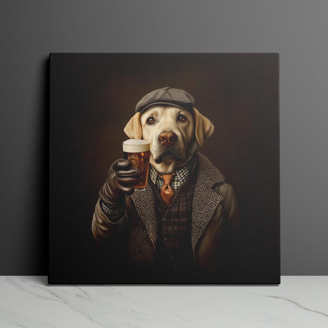 Yellow Lab Art Bar Decor Art Yellow Lab Gifts Dog Painting Man Cave Art Funny Dog Art Print Dog Bar Wall Art Brown Wall Art - Image 3