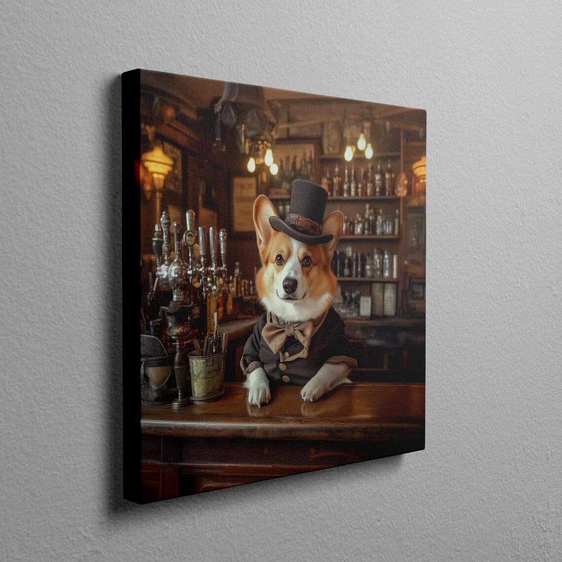 Corgi Bartender Art Print, Dapper Barkeeper - Image 2