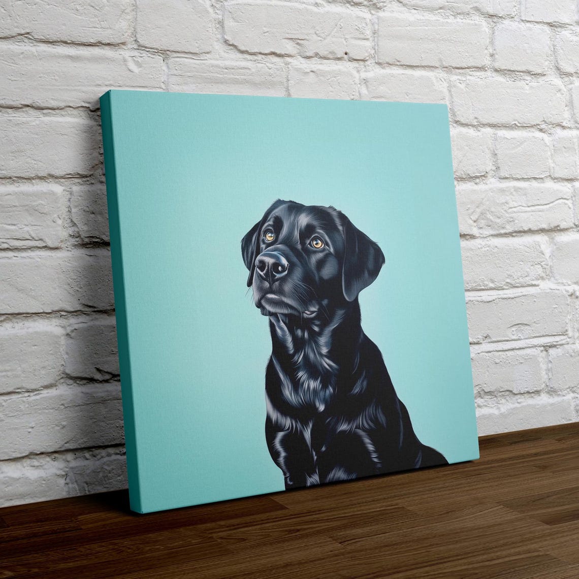 Black Labrador Retriever Portrait Dog Poster on Teal Background - Image 4