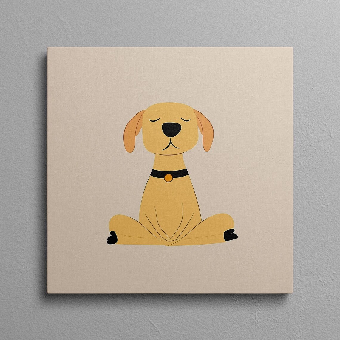 Yellow Labrador Meditating In Lotus Pose Minimalist Zen Poster