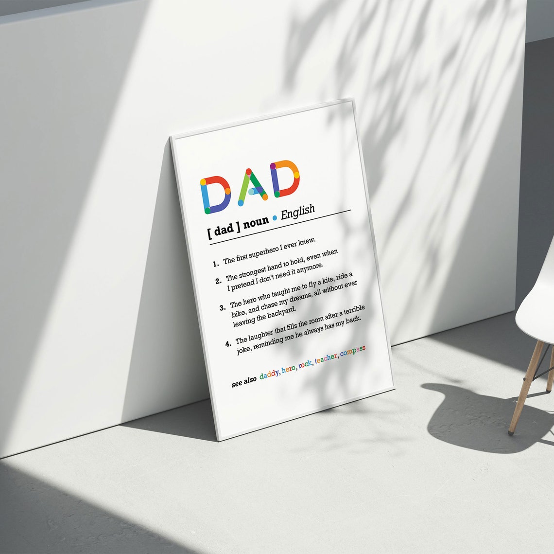 DAD Definition Colorful Dictionary Father Gift Typography Poster - Image 3