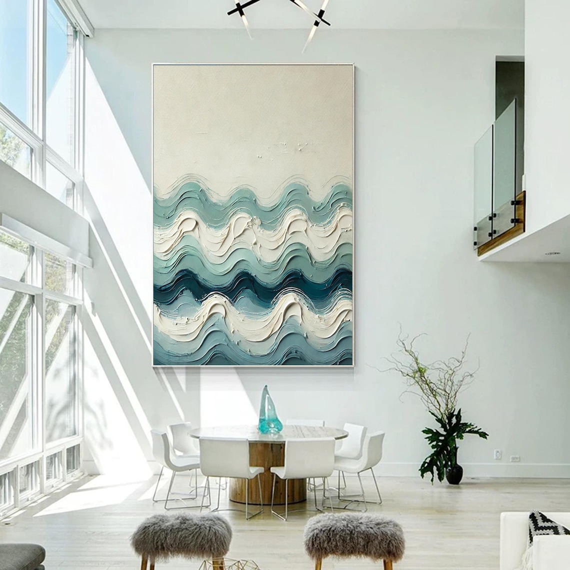 Wave Textured Wall Art, Minimalist Ocean Abstract - Image 4