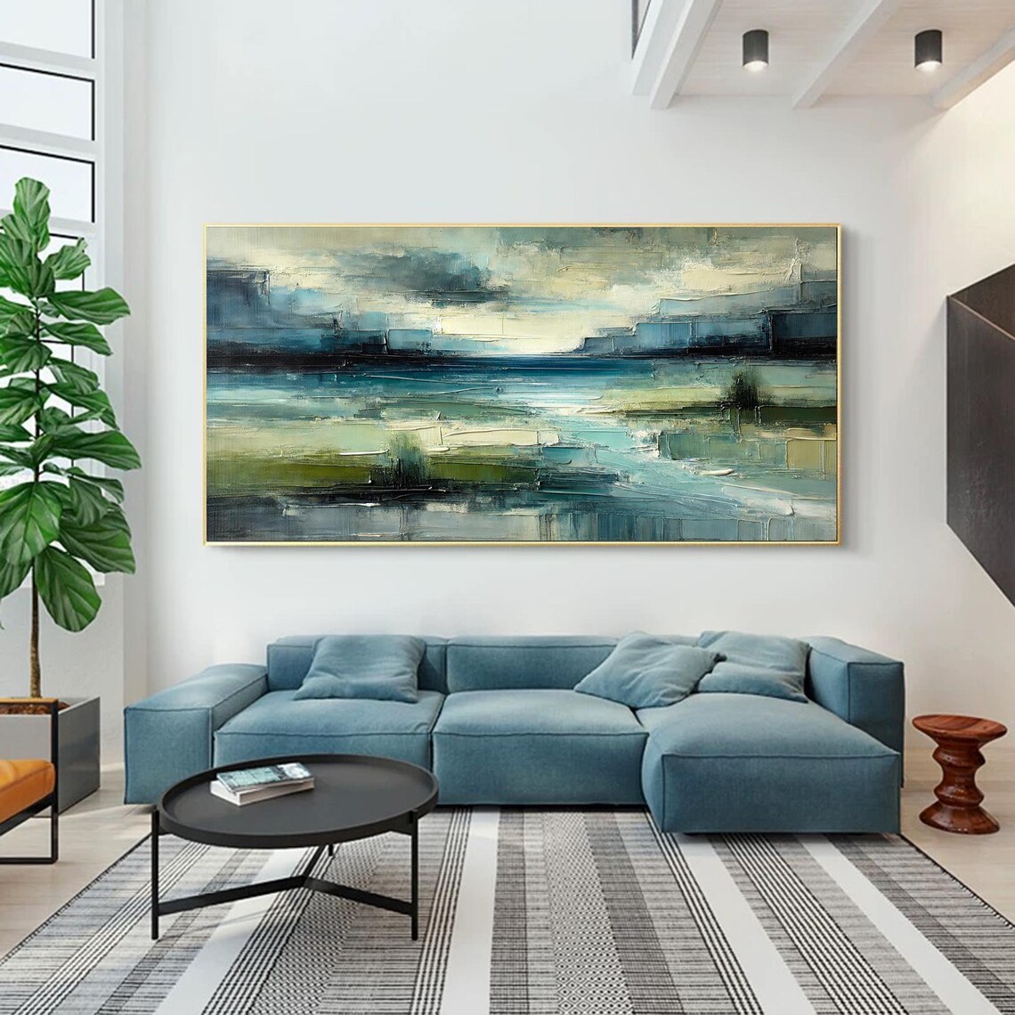 Abstract Lake Landscape - Textured Nature Painting - Image 2