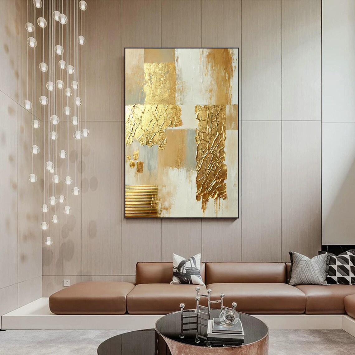 Gold Abstract Textured Wall Art, Modern Minimalist - Image 4