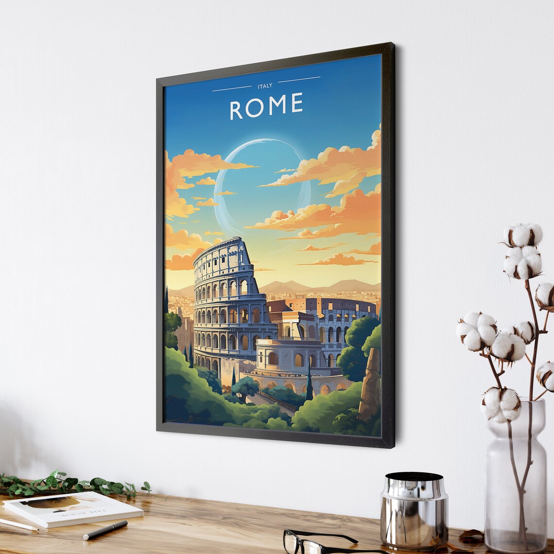Rome Travel Print Art Rome Travel Poster Gift Rome Travel Poster Wall Decor Italy Artwork Italy Travel Gift Rome Modern Travel Print Artwork - Image 4