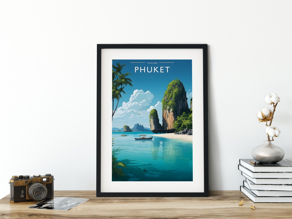 Phuket Thailand Limestone Cliffs Turquoise Bay Travel Poster - Image 3