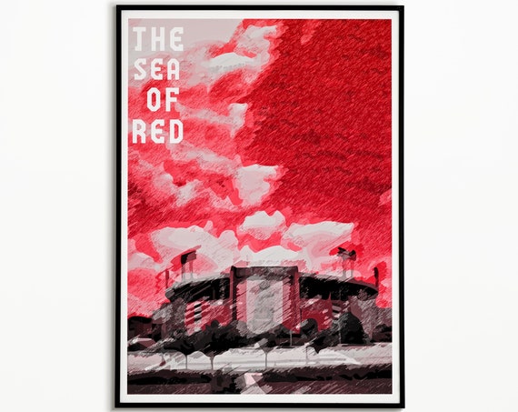 Memorial Stadiumtravel Print Minimalistic Memorial Stadium Poster Sea Of Red Memorial Stadium And Missouri Tigers Poster