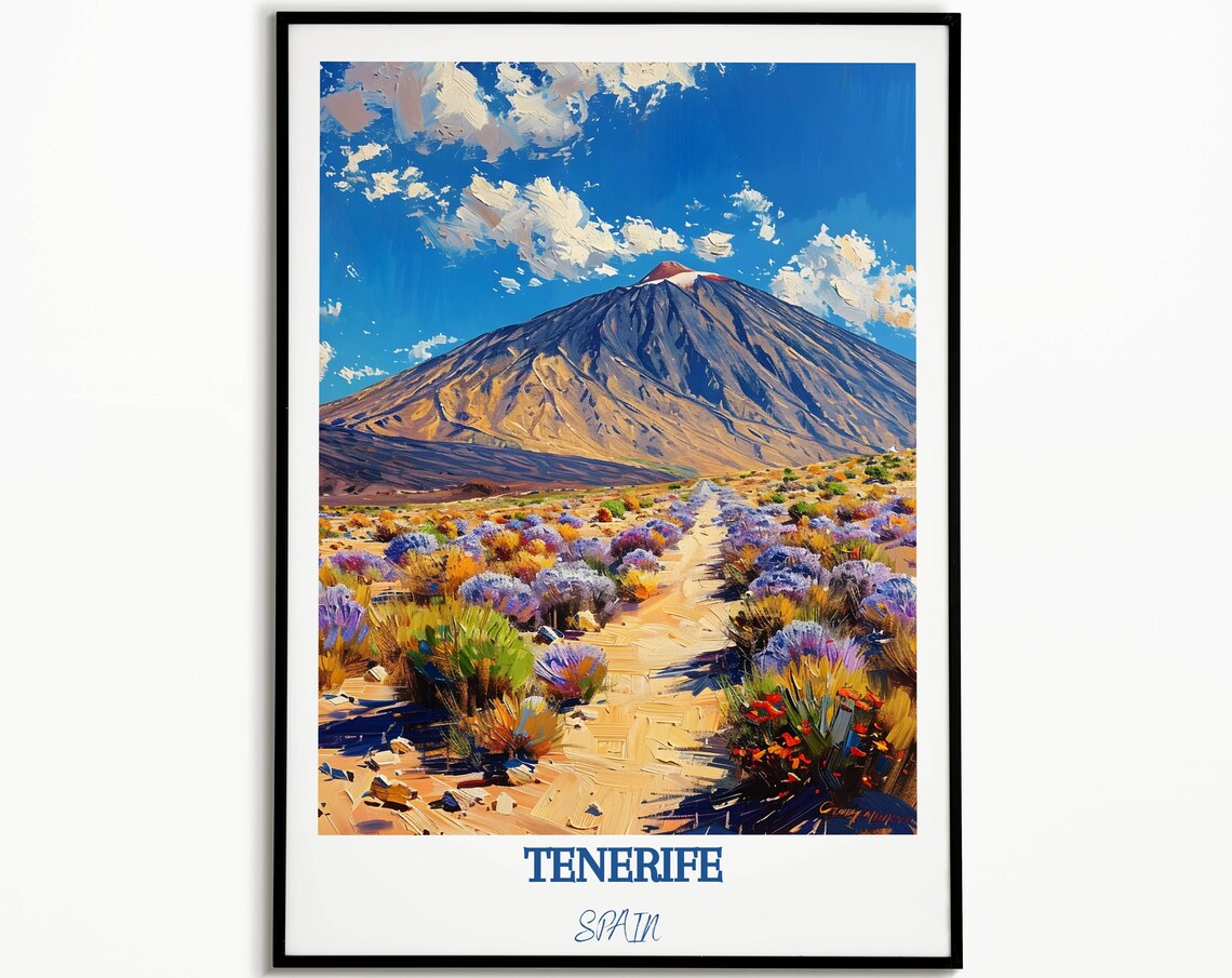 Towering Mount Teide Volcano And Wildflower Trail Tenerife Poster