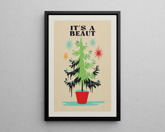 Its A Beaut Retro Mid Century Christmas Tree Fun Holiday Poster