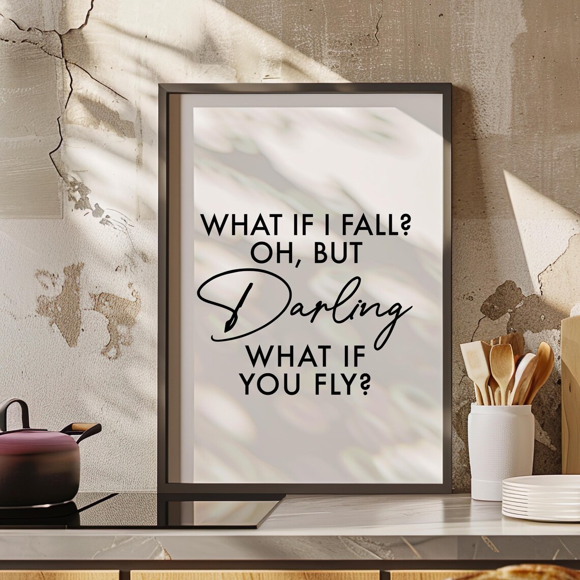 What If I Fall You Fly Quote Poster Or Canvas Print Inspirational Wall Decor Typography Art Minimalist