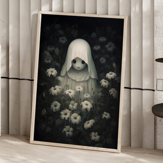 Spooky Flower Poster Art Print Or Canvas Dark Romantic Artwork Creepy Haunting Halloween Wicca Goth Academia