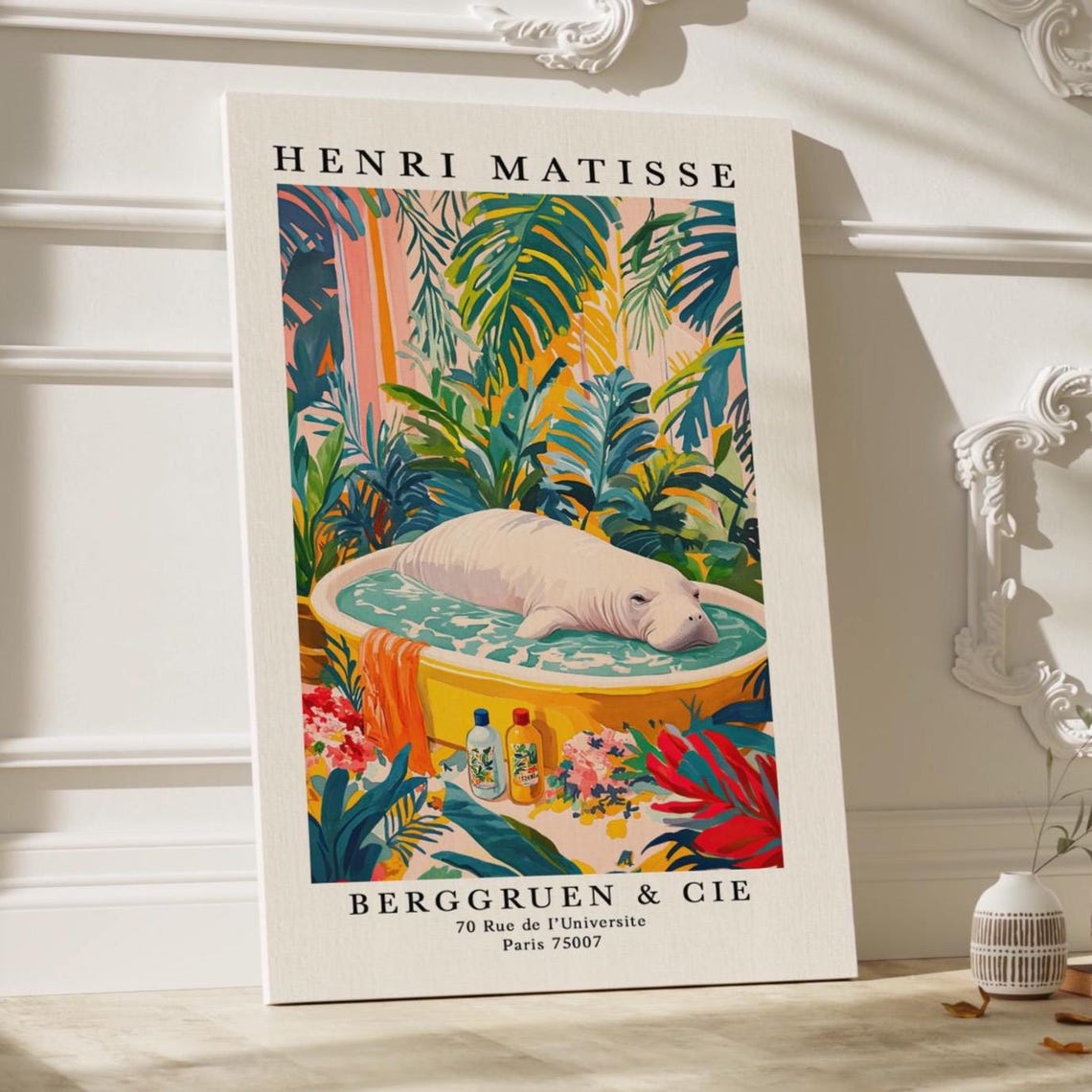 Manatee In Bathtub Henri Matisse Inspired Exhibition Art Poster