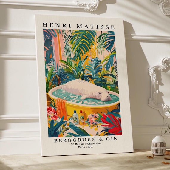 Manatee In Bathtub Henri Matisse Inspired Exhibition Art Poster