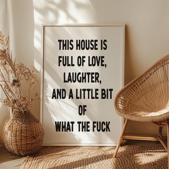 Funny Family Home Quote Love Laughter Minimalist Typography Decor Poster