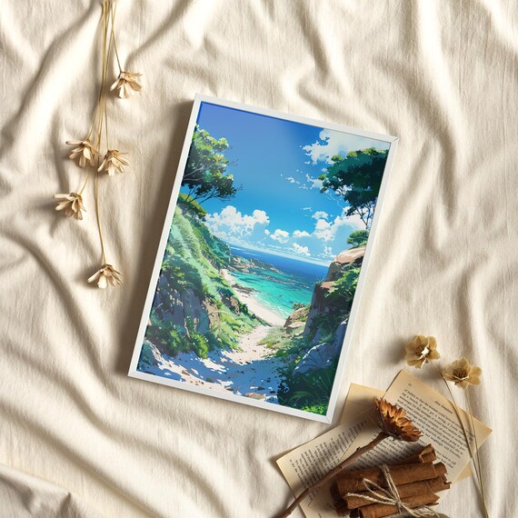Sandy Coastal Pathway Leading Down to the Turquoise Ocean Wall Art