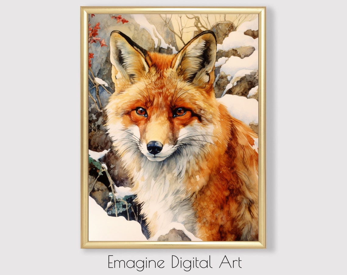Red Fox in Winter Wildlife Art Print