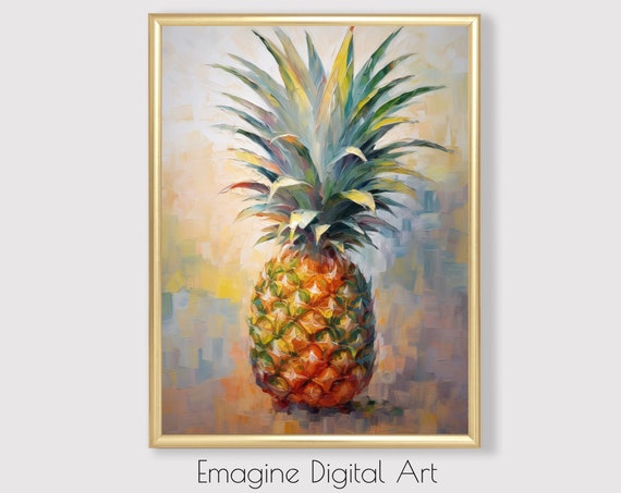 Art Pineapple Impressionist Painting Tropical To Instantly Print And Frame Tr07