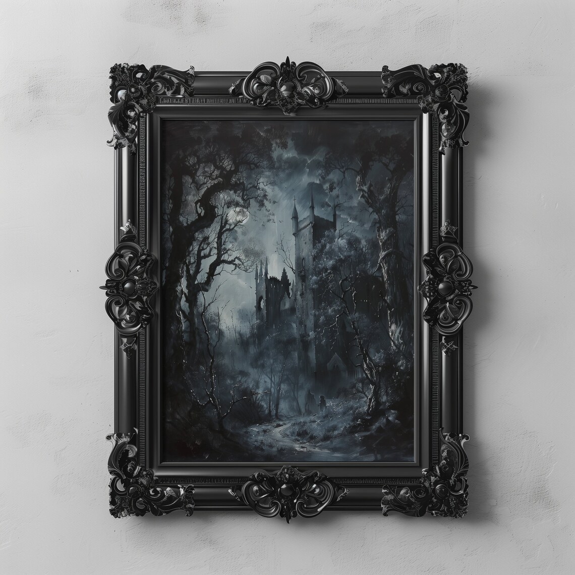 Gothic Haunted Castle Art Print, Dark Academia