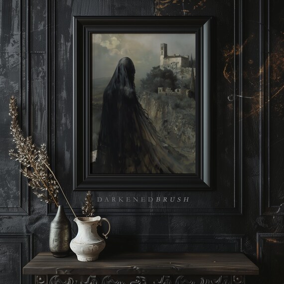 Widow Art Gothic Princess Witch Dark Academia Aesthetics Artful Wall Arts Poster Goth Oil Painting