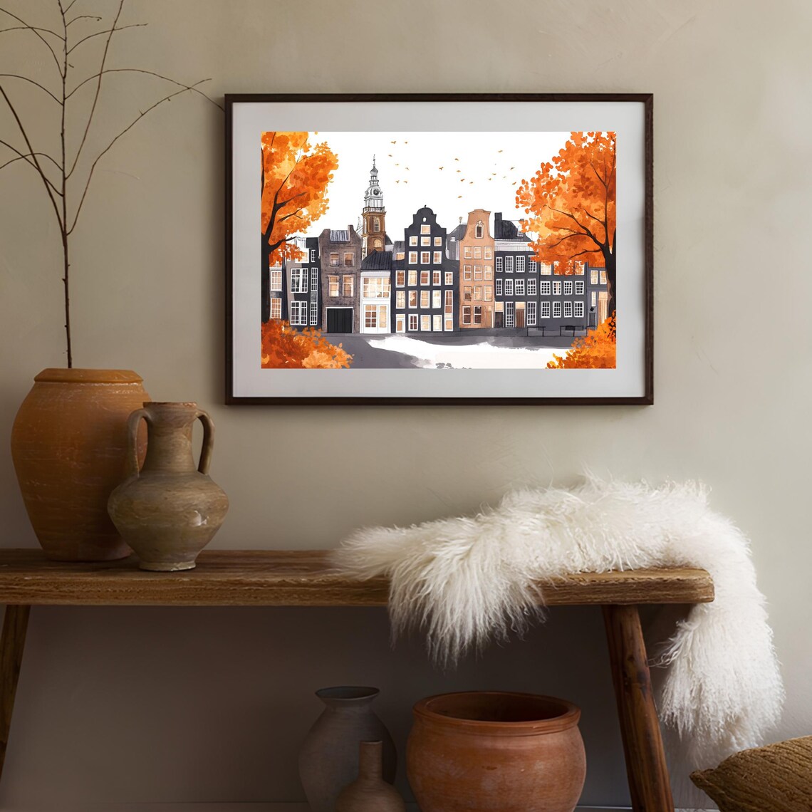 Copenhagen Autumn Canal Houses Orange Trees Travel Art Poster - Image 3