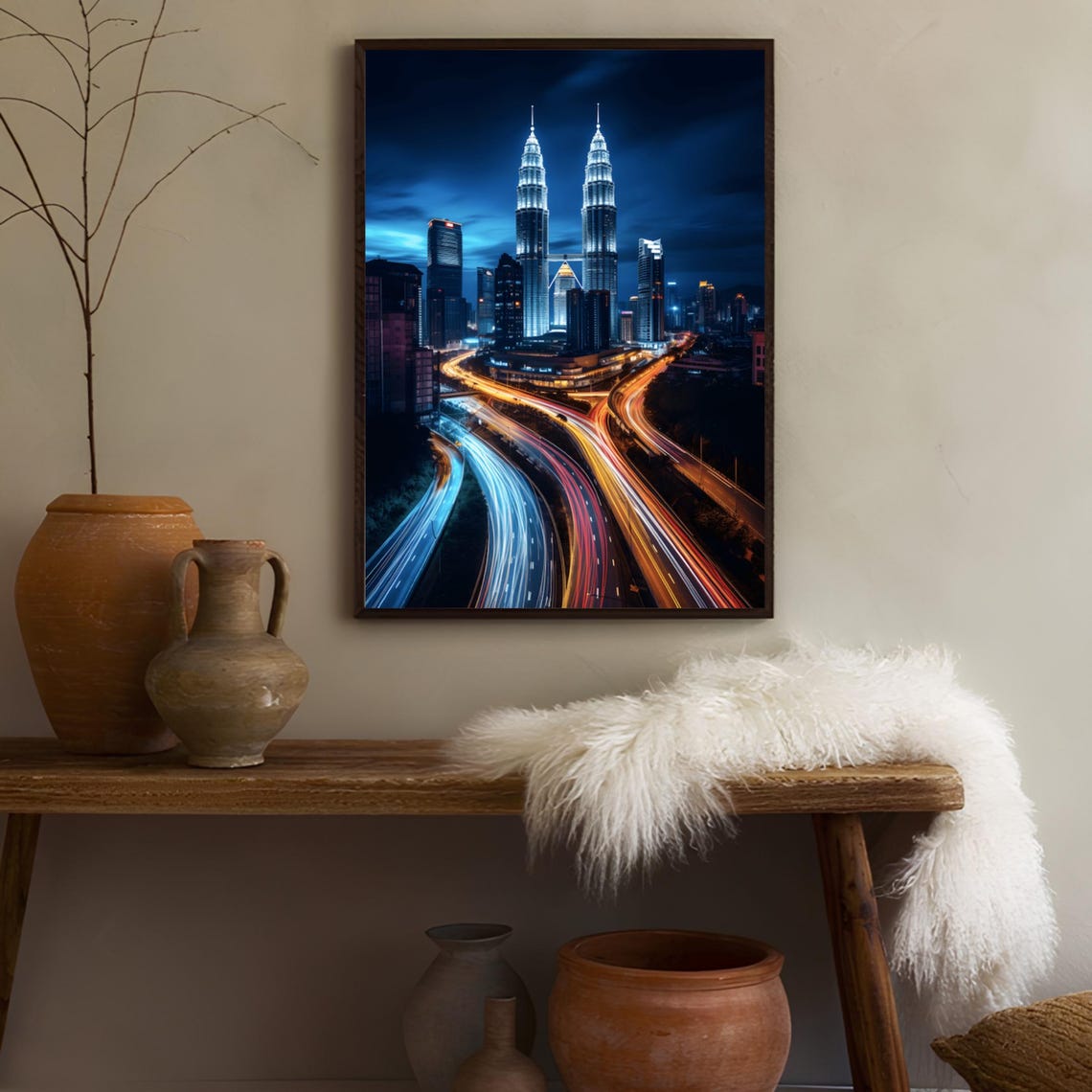 Kuala Lumpur Malaysia Night Poster with the Petronas Twin Towers - Image 3
