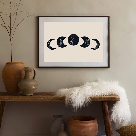 Moon Phases Minimalist Poster, Celestial Wall Art