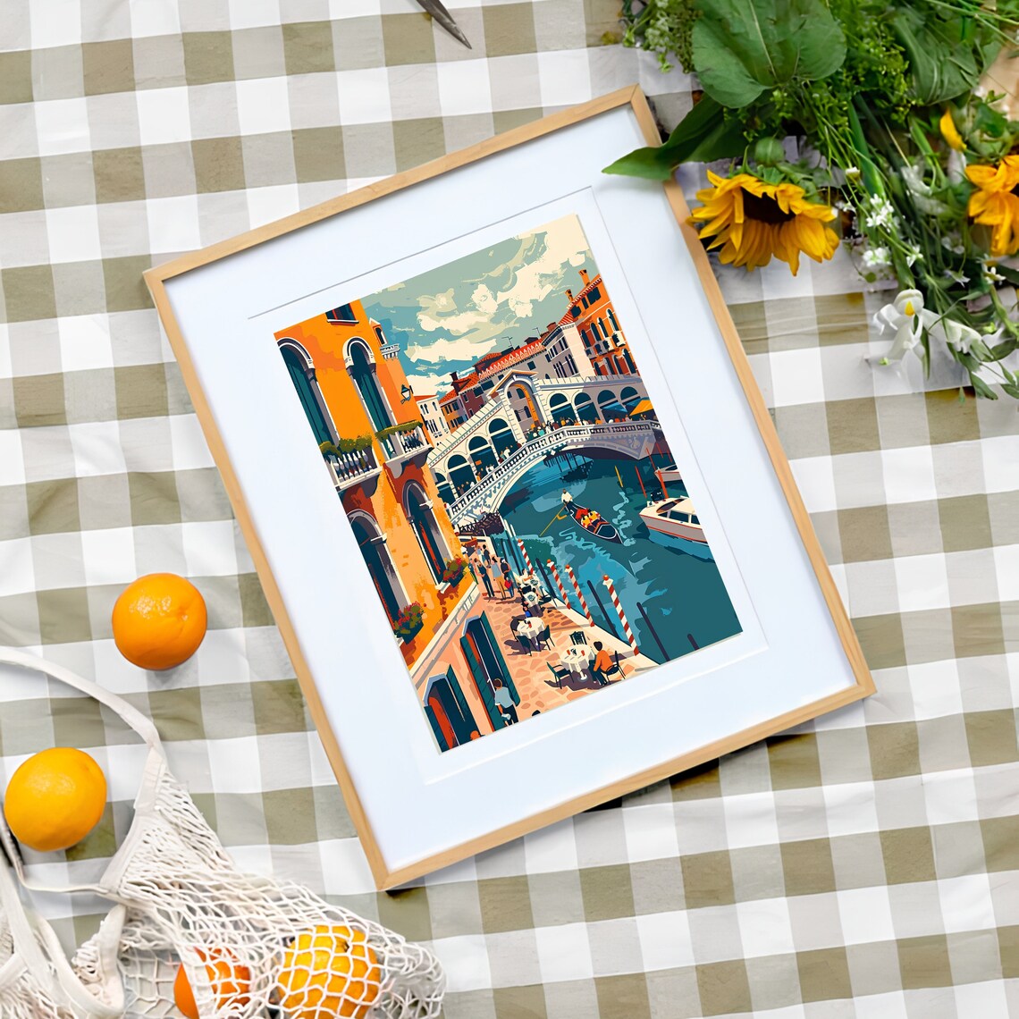 Venice Italy Rialto Bridge Gondola Canal Retro Travel Poster - Image 3