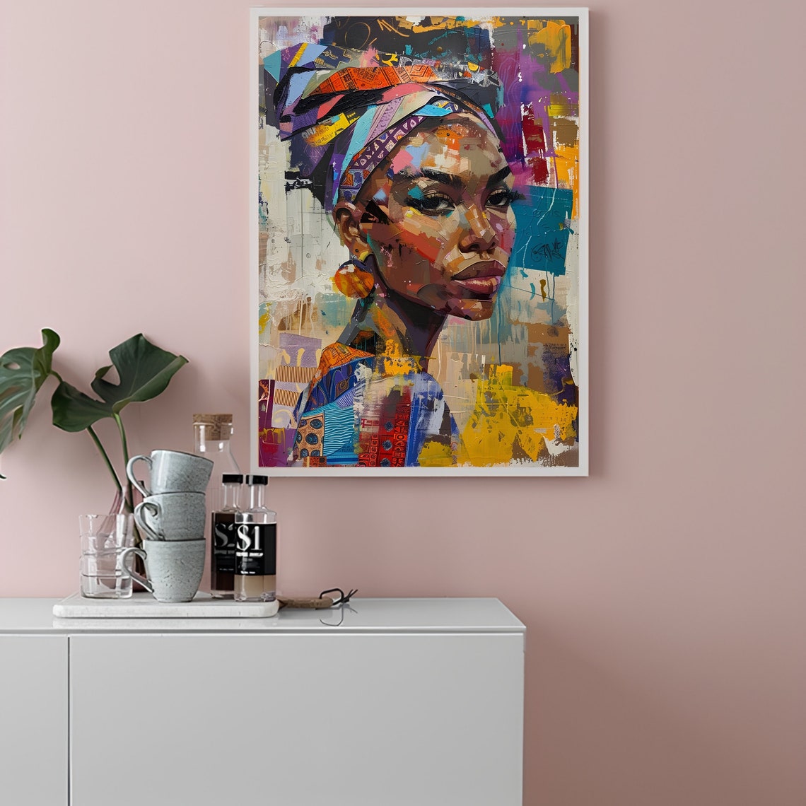 Eclectic Woman Painting Pop Art Large Wall Art Maximalist Painting Street Art Loft Wall Art Black Woman Portrait Printable Wall Art - Image 3