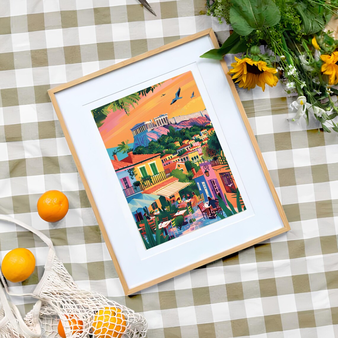 Athens Illustration Greece Travel Poster, Acropolis Print - Image 3
