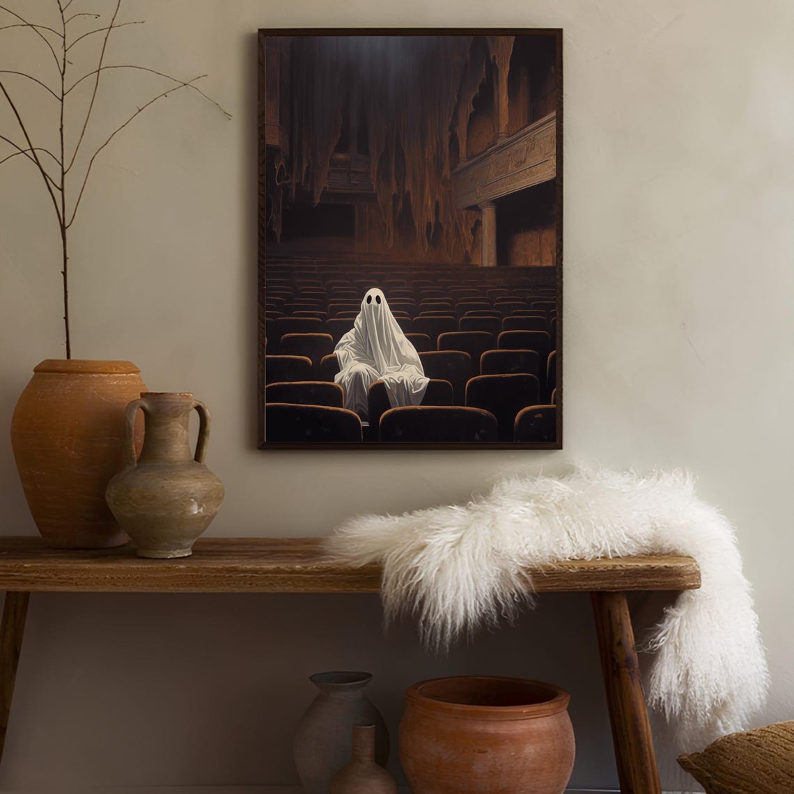 Ghost Sitting In Empty Theatre Halloween Dark Academia Poster - Image 2