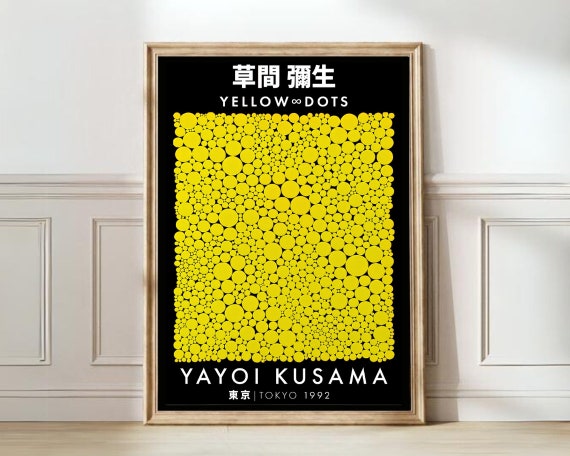 Yayoi Kusama Print Exhibition Poster Yellow Dots Yayoi Kusama Wall Art Kusama Exhibition Prints Japanese Poster Printable Wall Art