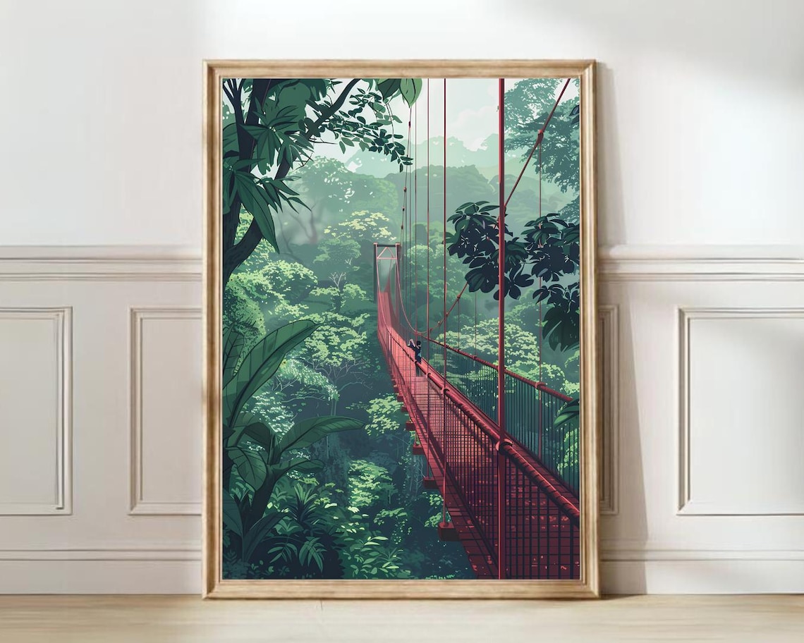 Costa Rica Illustration, Rainforest Travel Poster