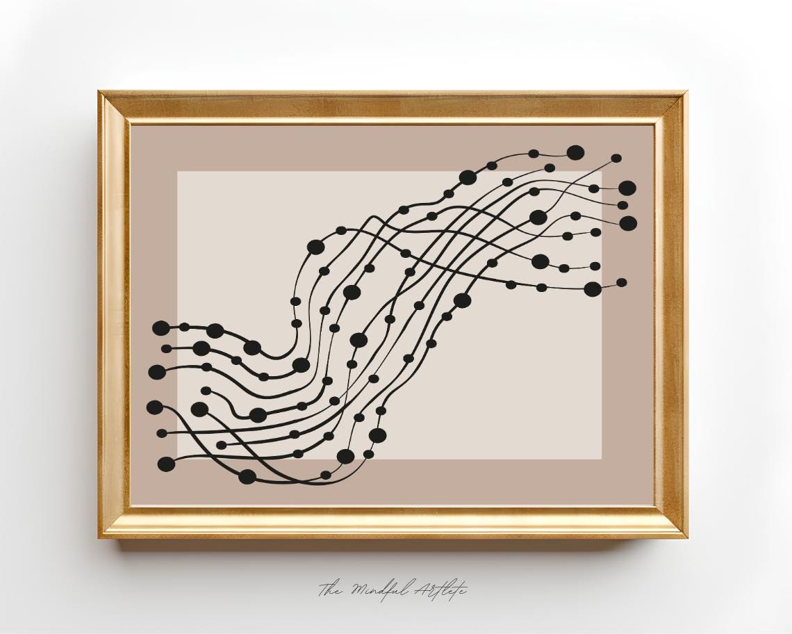 Abstract Music Staff Dotted Lines Minimalist Beige Art Poster