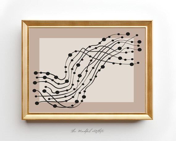 Abstract Music Staff Dotted Lines Minimalist Beige Art Poster
