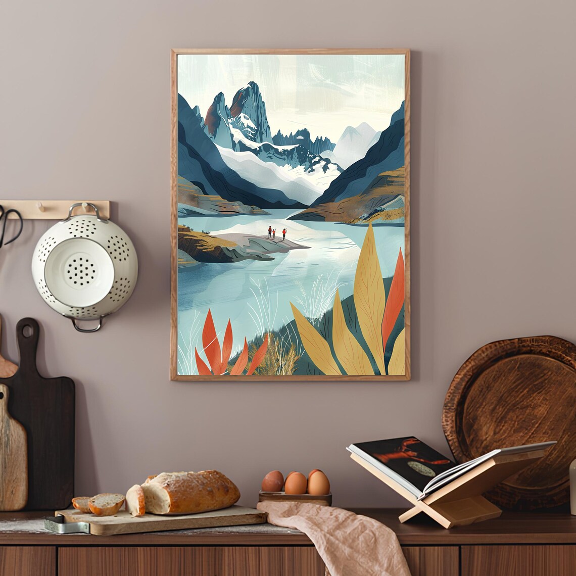 Patagonia Chile Travel Poster, Mountain Illustration - Image 3