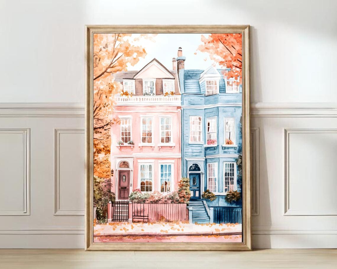 London Illustration Fall Soho Travel Poster