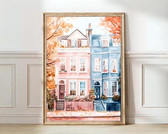 London Illustration Fall Soho Travel Poster