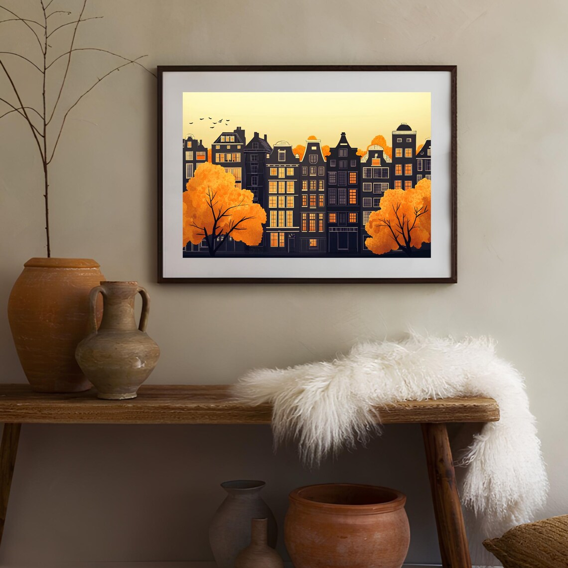 Amsterdam Canal Houses Autumn Night Fall Foliage Travel Poster - Image 3