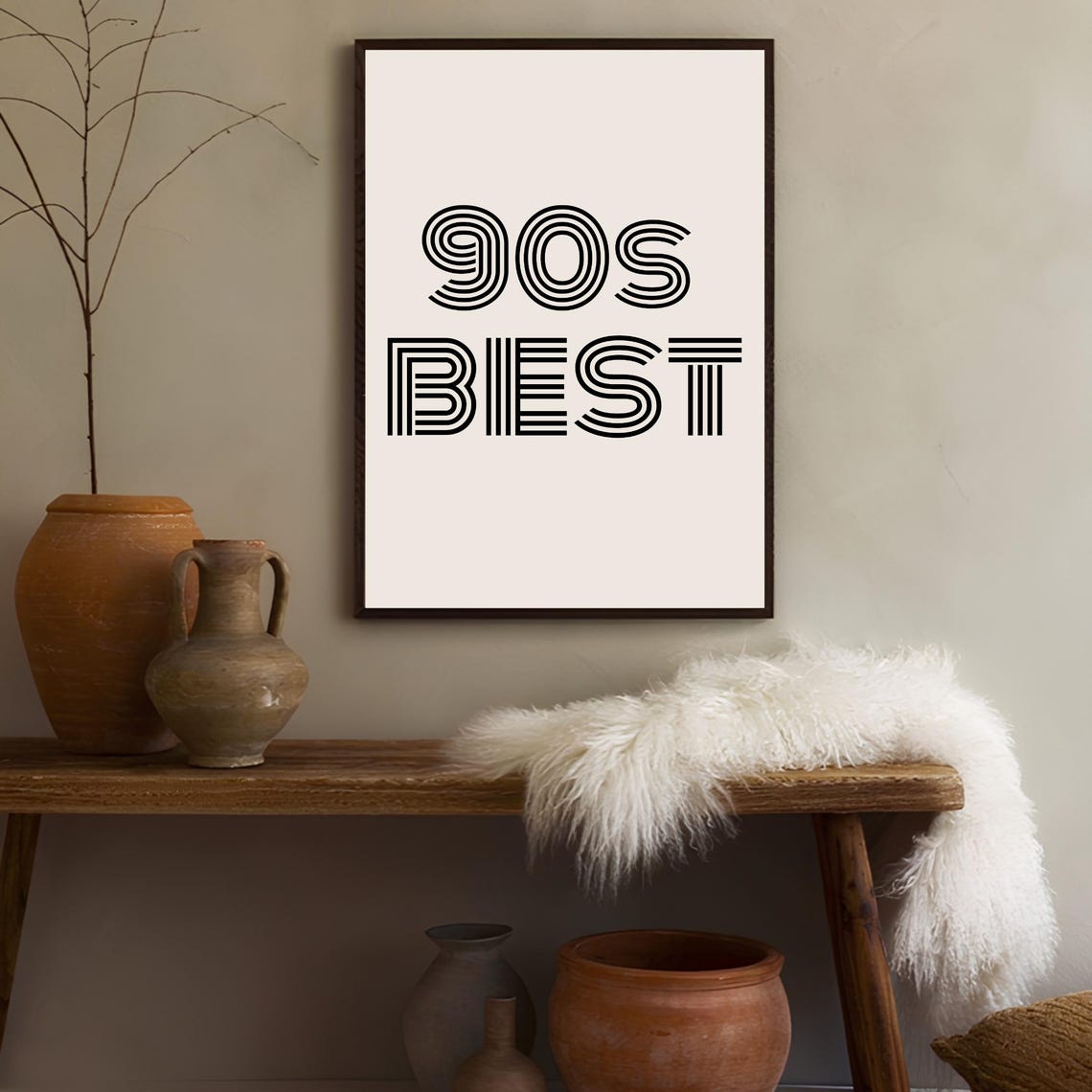 90s Best Retro Striped Typography Minimalist Nostalgic Art Poster - Image 3